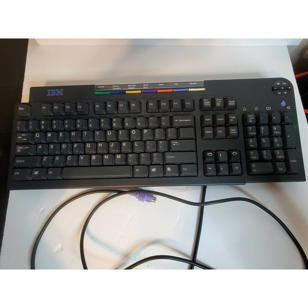 IBM KB-9930 Vintage black PS/2 Multimedia PC Keyboard Internet/Media Controls
